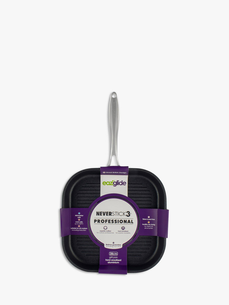 Eaziglide Neverstick3 Professional Non-Stick Grill Pan 28cm - British product