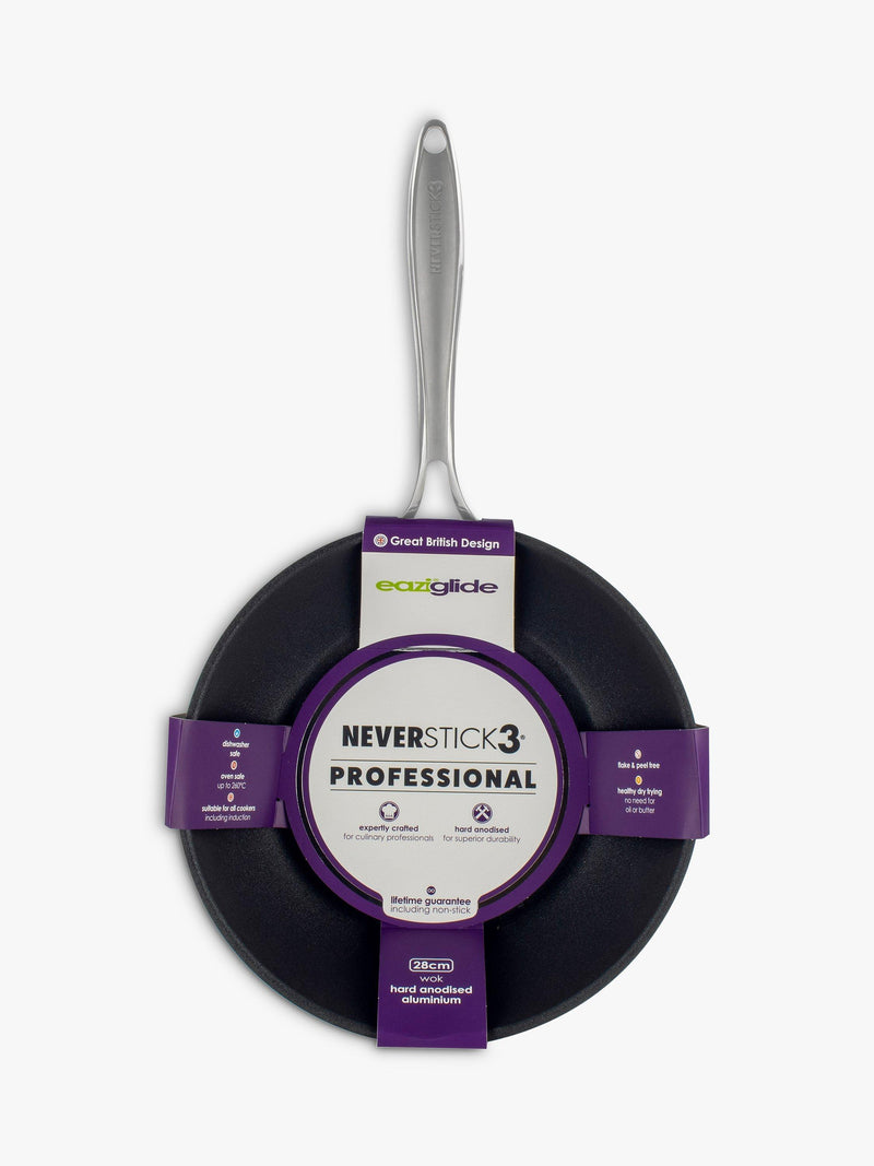 Eaziglide Neverstick3 Professional Non-Stick Wok 28cm - British product