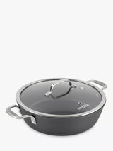 John Lewis Eaziglide Neverstick3 Professional Non-Stick Shallow Casserole with Lid 28cm- Buy online at McGrocer