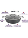 Eaziglide Neverstick3 Professional Non-Stick Shallow Casserole with Lid 28cm - British product