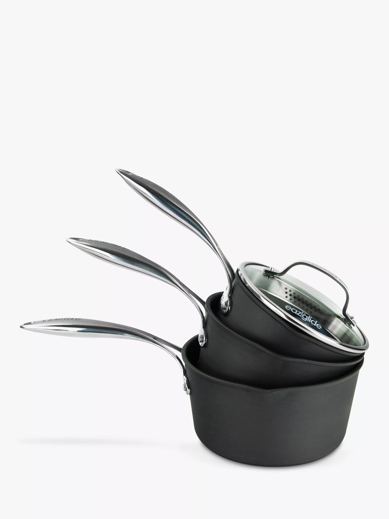Eaziglide Neverstick3 Professional Non-Stick Lidded Saucepan Set 3 Piece - British product