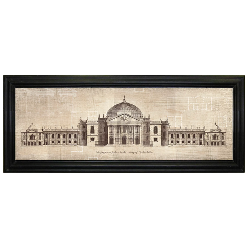 Brookpace Lascelles framed print Palace in Oxfordshire 103x42cm, imported from the UK