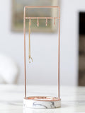 Stackers 8-hook jewellery stand with marble effect base in rose gold (British brand)