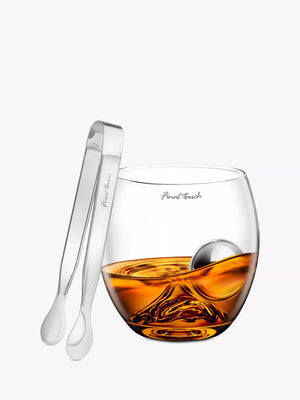 Steel Ice Ball Glass Set with Tongs for Chilling Spirits