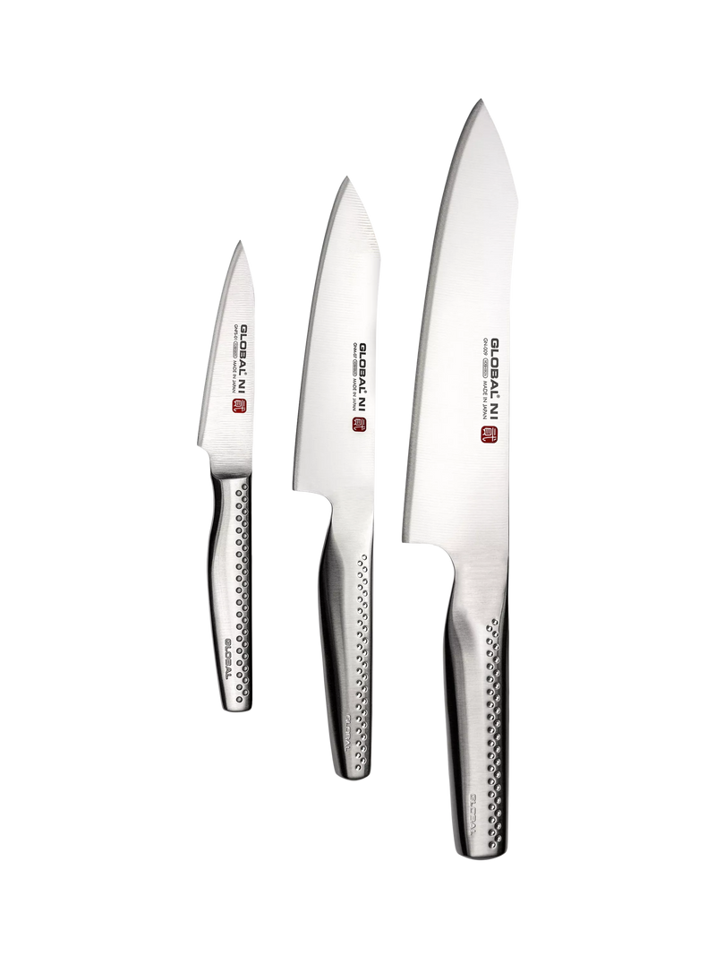 Global Ni stainless steel knife set 3 piece (British brand)