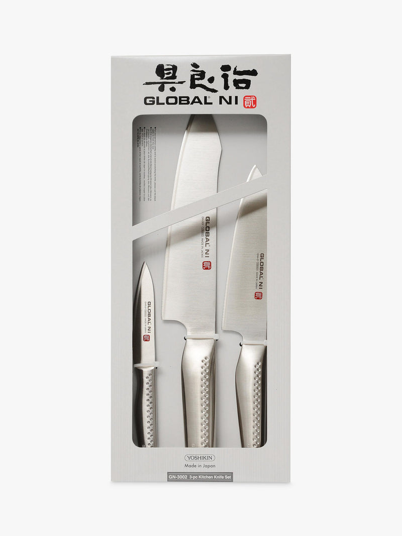 Global Ni stainless steel knife set 3 piece (British brand)