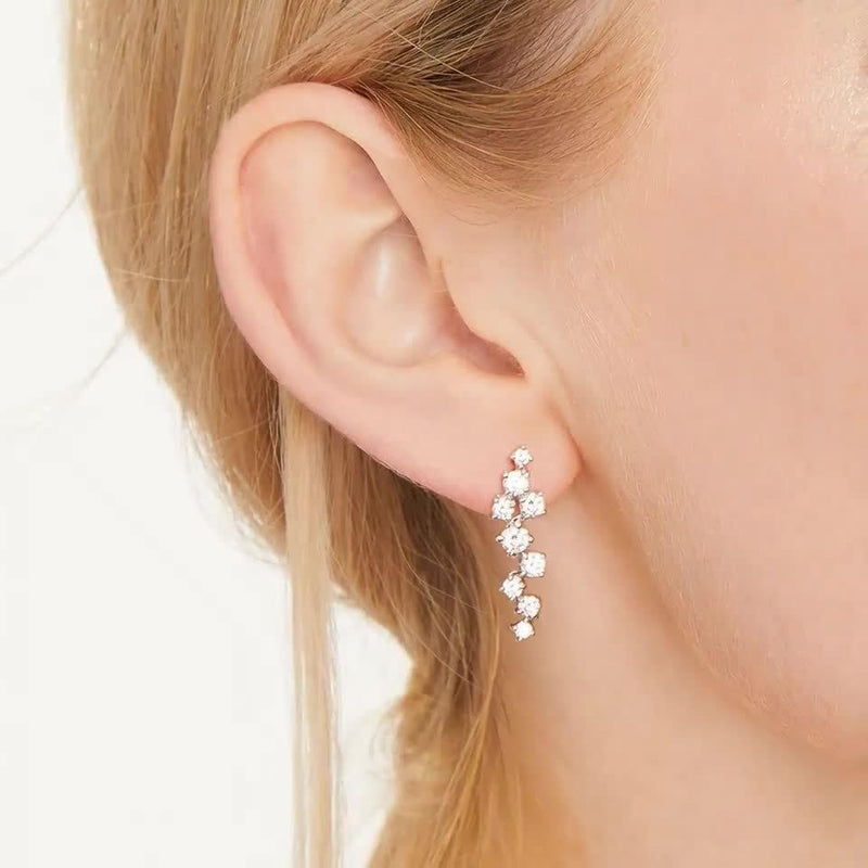 Jools by Jenny Brown cubic zirconia drop earrings silver, imported from the UK