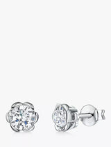 John Lewis Jools by Jenny Brown Cubic Zirconia Scalloped Stud Earrings Silver- Buy online at McGrocer