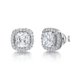 Jools by Jenny Brown cubic zirconia cushion stud earrings, imported from the UK
