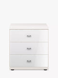 John Lewis Elstra 3 Drawer Glass Front Bedside Table