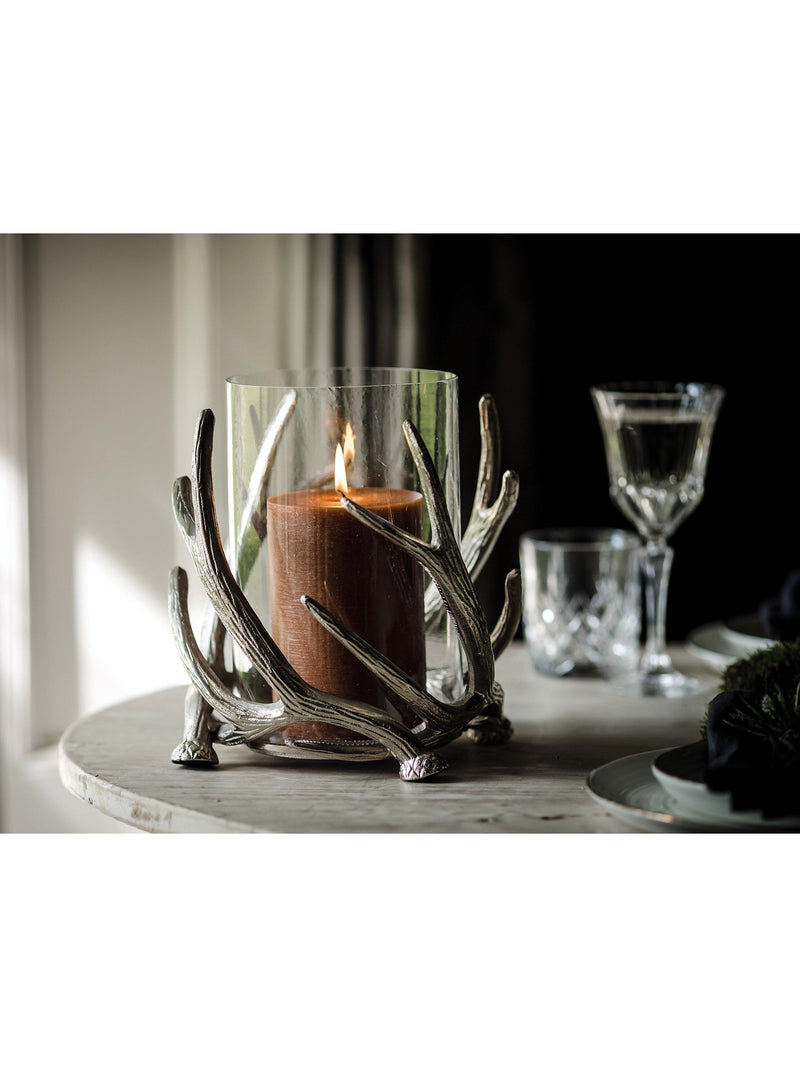 Culinary Concepts stag antler hurricane lamp silver, imported from the UK