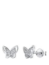 John Lewis Jools by Jenny Brown Cubic Zirconia Butterfly Stud Earrings, Silver- Buy online at McGrocer