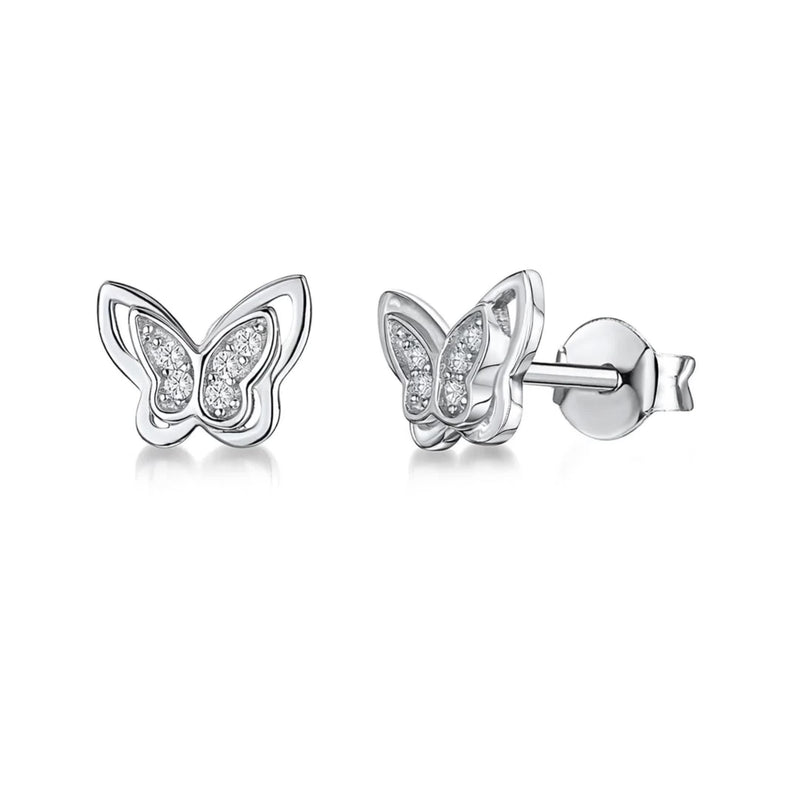 Jools by Jenny Brown butterfly stud earrings silver, imported from the UK