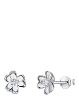 John Lewis Jools by Jenny Brown Cubic Zirconia Clover Stud Earrings Silver- Buy online at McGrocer