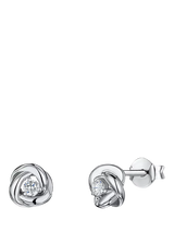 John Lewis Jools by Jenny Brown Cubic Zirconia Cross Link Stud Earrings Silver- Buy online at McGrocer