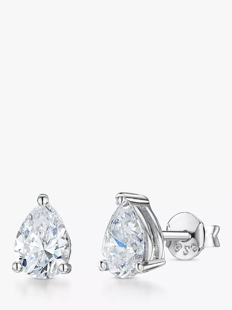 Jools by Jenny Brown cubic zirconia tear drop stud earrings silver (British brand)