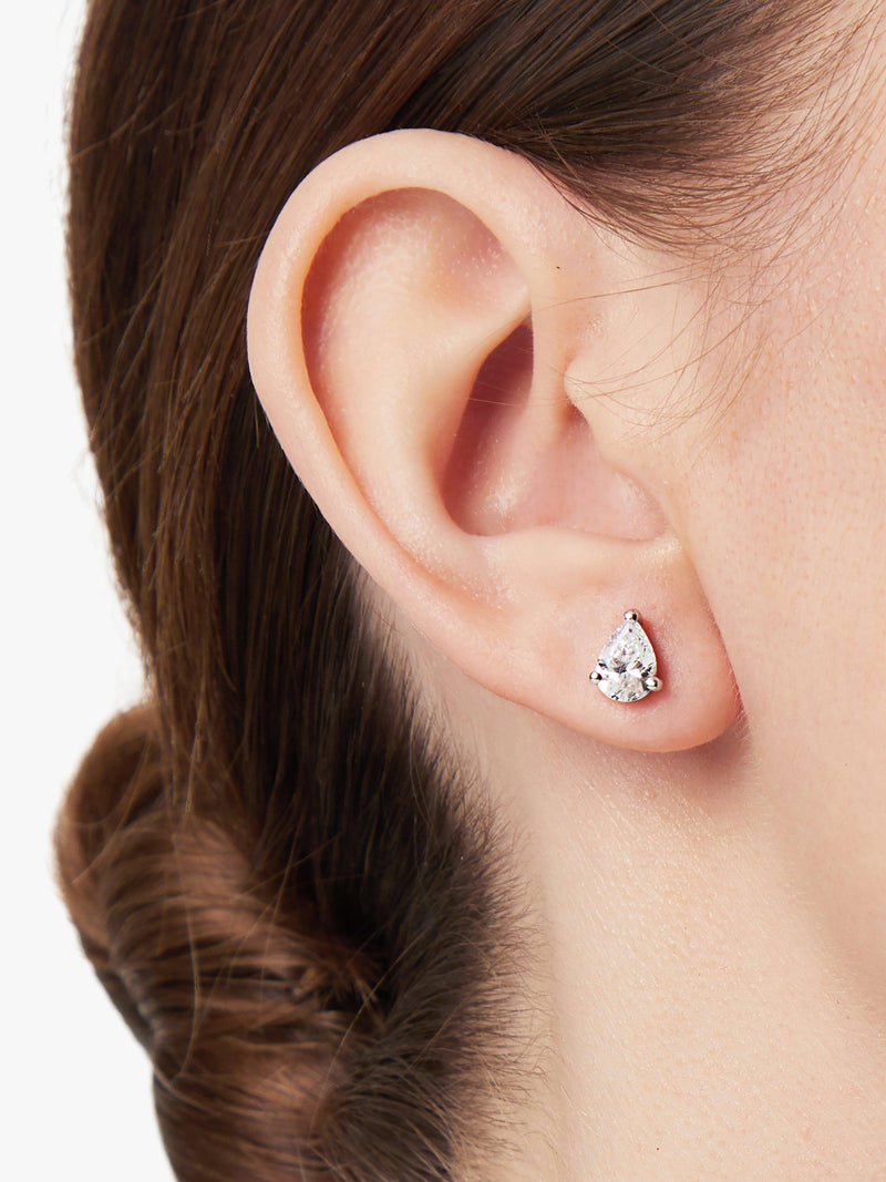 Jools by Jenny Brown cubic zirconia tear drop stud earrings silver (British brand)