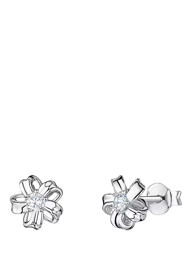 Jools cubic zirconia flower stud earrings silver - British product