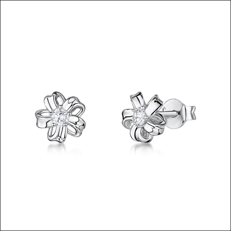 Jools cubic zirconia flower stud earrings silver - British product