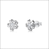 Jools cubic zirconia flower stud earrings silver - British product