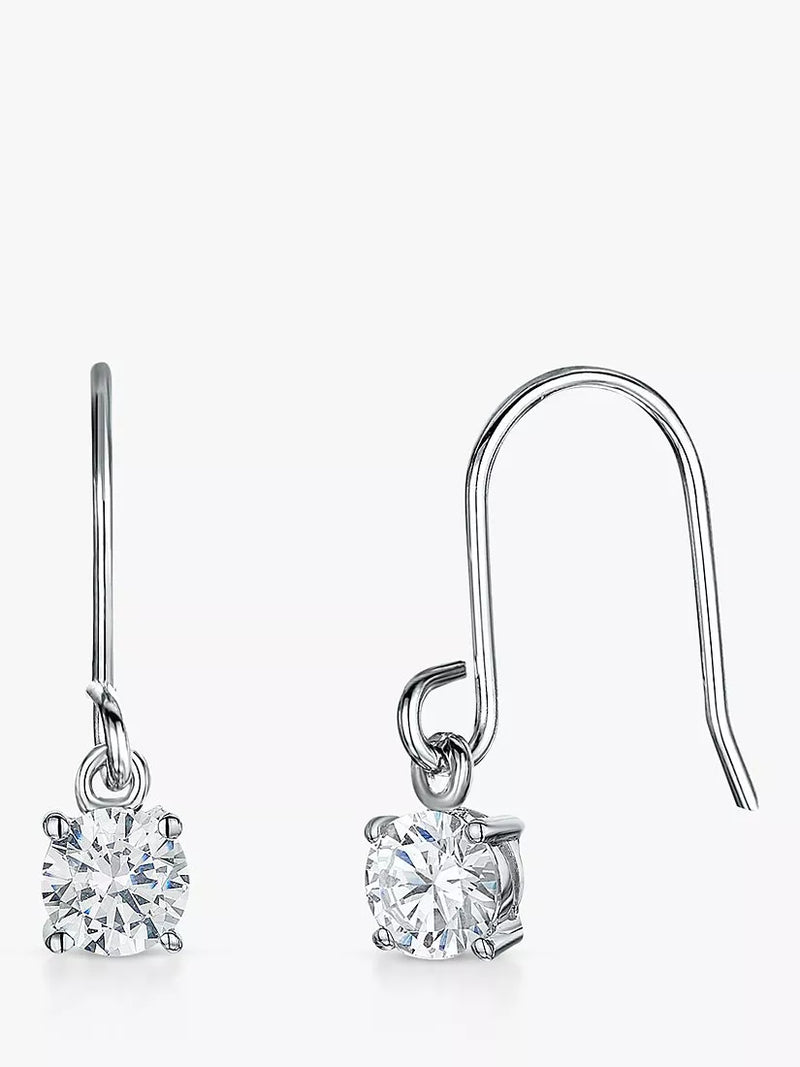 Jools by Jenny Brown cubic zirconia single drop earrings silver (British brand)