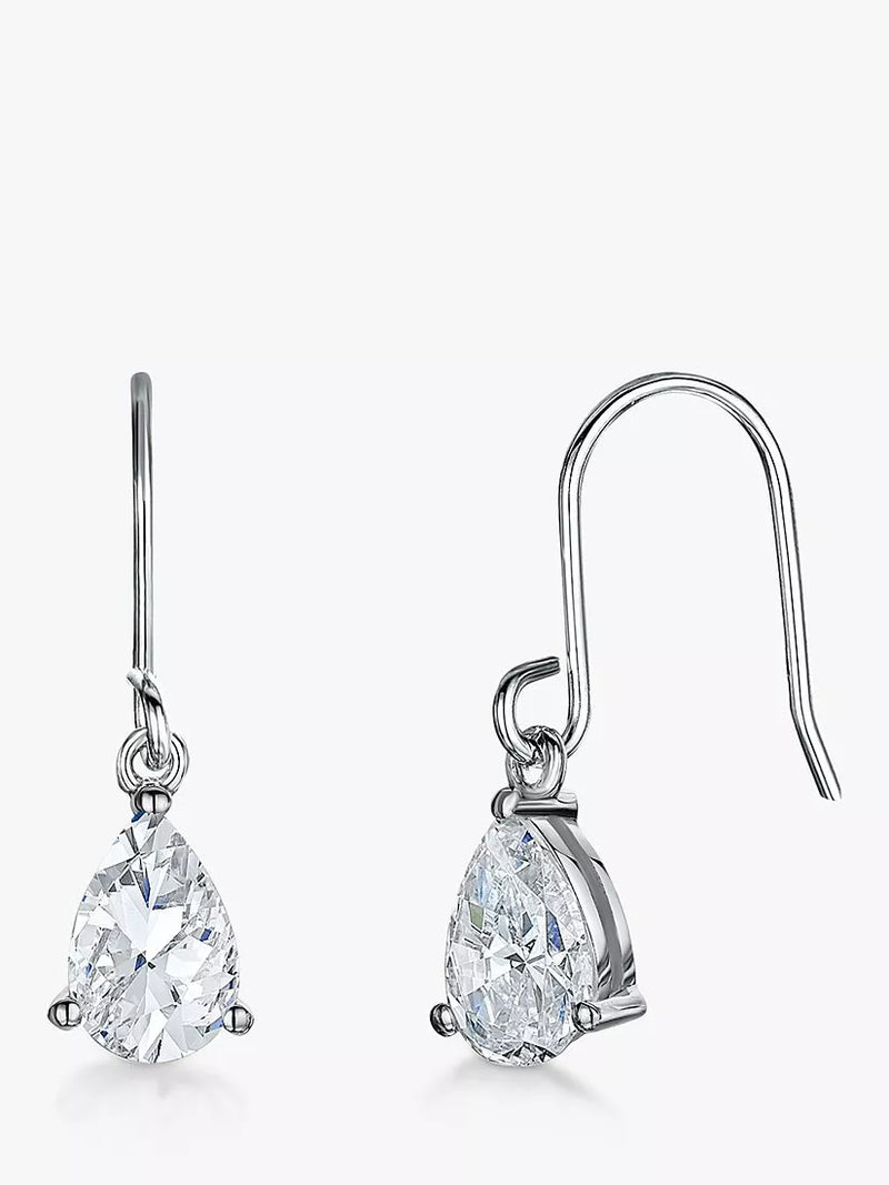 Jools by Jenny Brown cubic zirconia earrings silver tear drop - British product