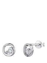 John Lewis Jools by Jenny Brown Cubic Zirconia Swirl Round Stud Earrings Silver- Buy online at McGrocer