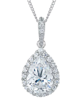 John Lewis Jools by Jenny Brown Cubic Zirconia Foiled Teardrop Pendant Necklace, Silver- Buy online at McGrocer