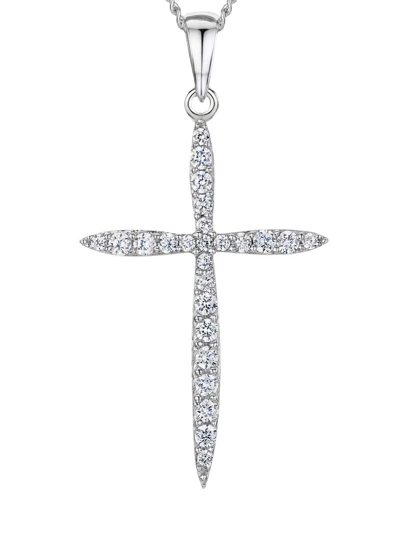 Jools by Jenny Brown cubic zirconia cross necklace silver - British product