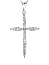 John Lewis Jools by Jenny Brown Cubic Zirconia Cross Necklace, Silver- Buy online at McGrocer