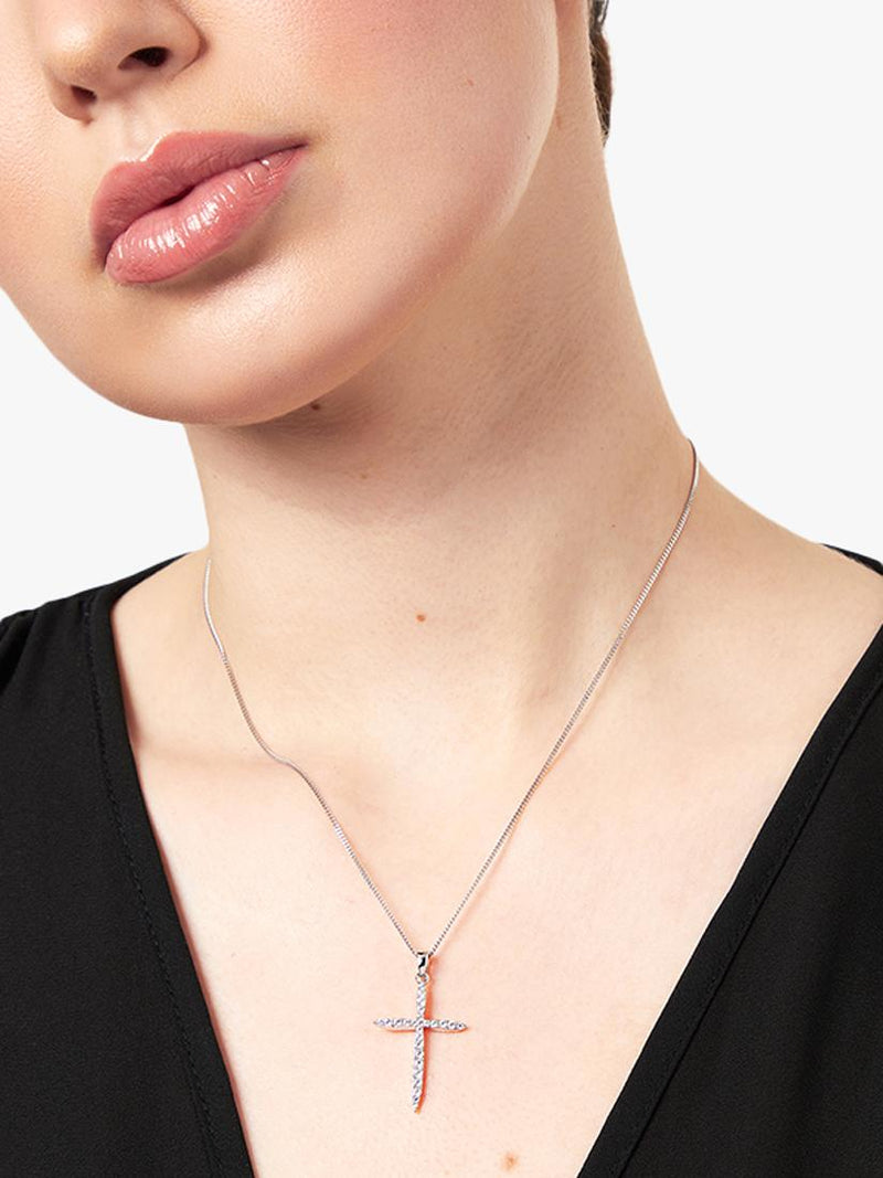 Jools by Jenny Brown cubic zirconia cross necklace silver - British product