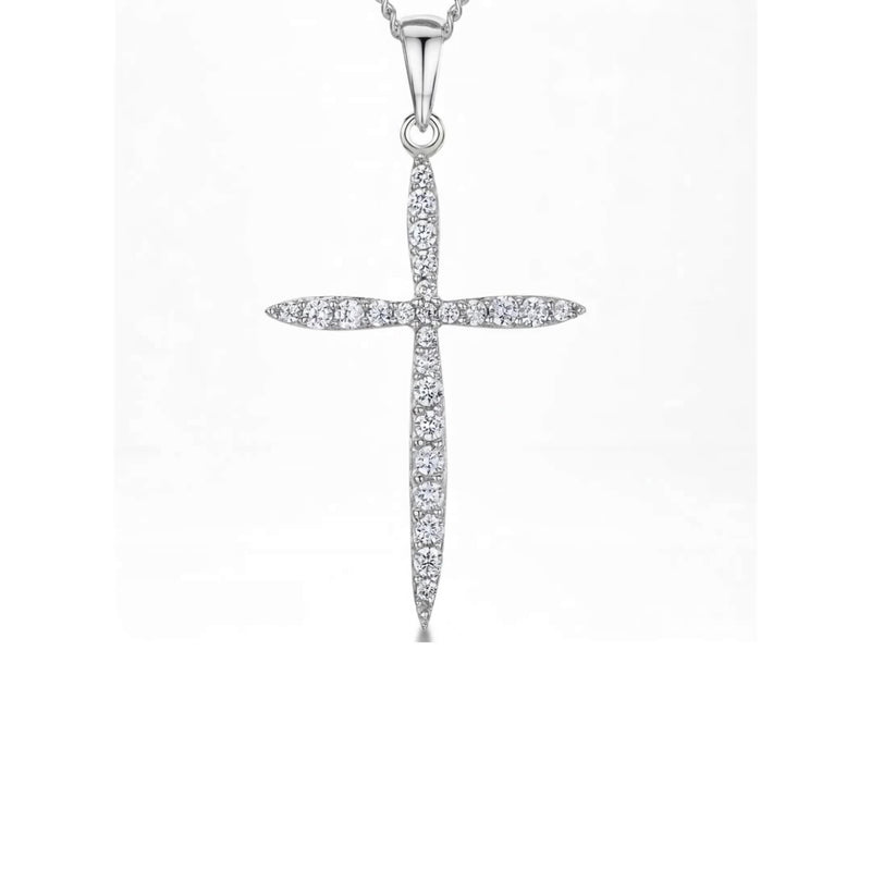 Jools by Jenny Brown cubic zirconia cross necklace silver - British product