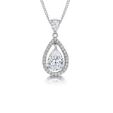 Jools by Jenny Brown cubic zirconia pear pendant necklace 16 inch chain, UK version