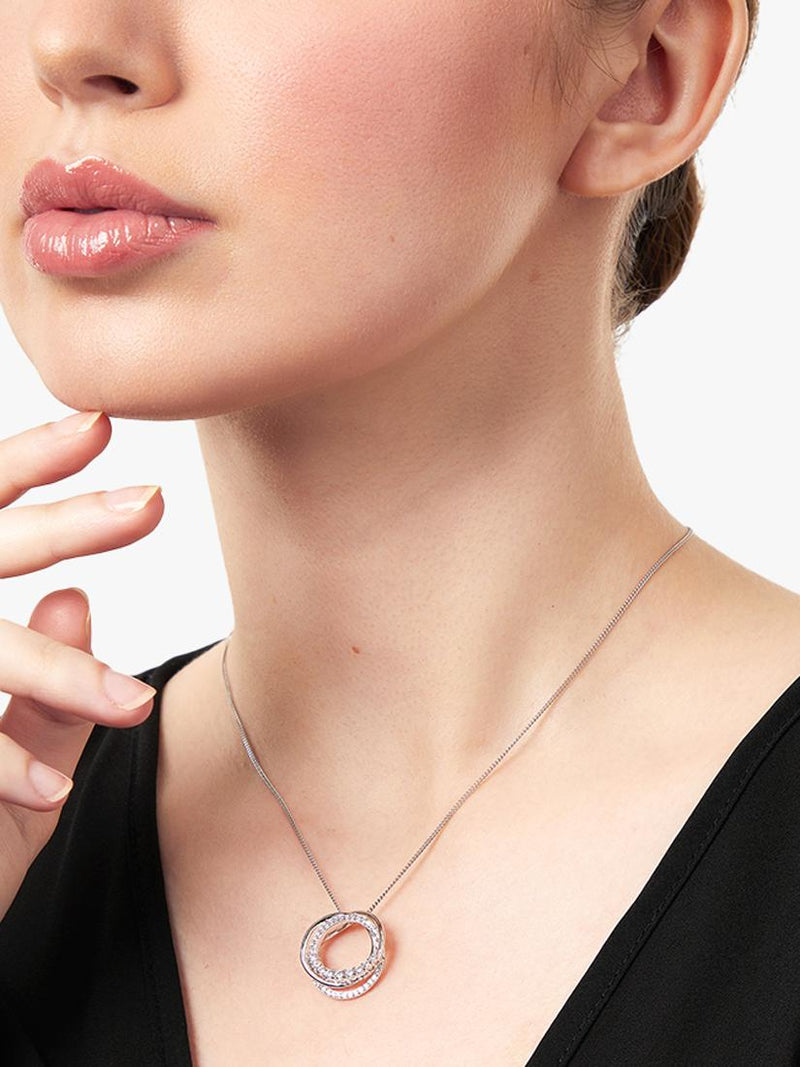 Jools by Jenny Brown cubic zirconia hooped circles necklace 16 inch chain, UK version
