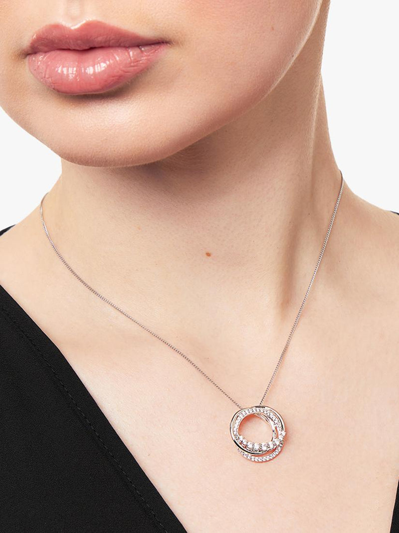 Jools by Jenny Brown cubic zirconia hooped circles necklace 16 inch chain, UK version