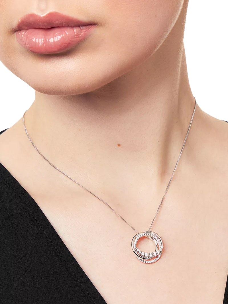 Jools by Jenny Brown cubic zirconia hooped circles necklace 16 inch chain, UK version