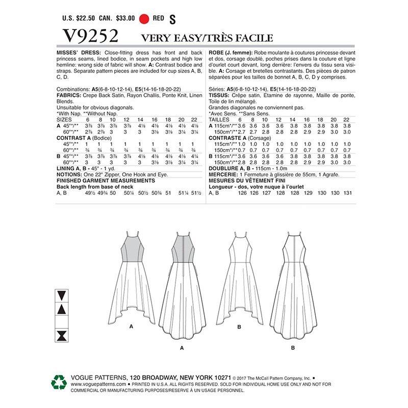 Vogue women's dress sewing pattern 9252 (British brand)
