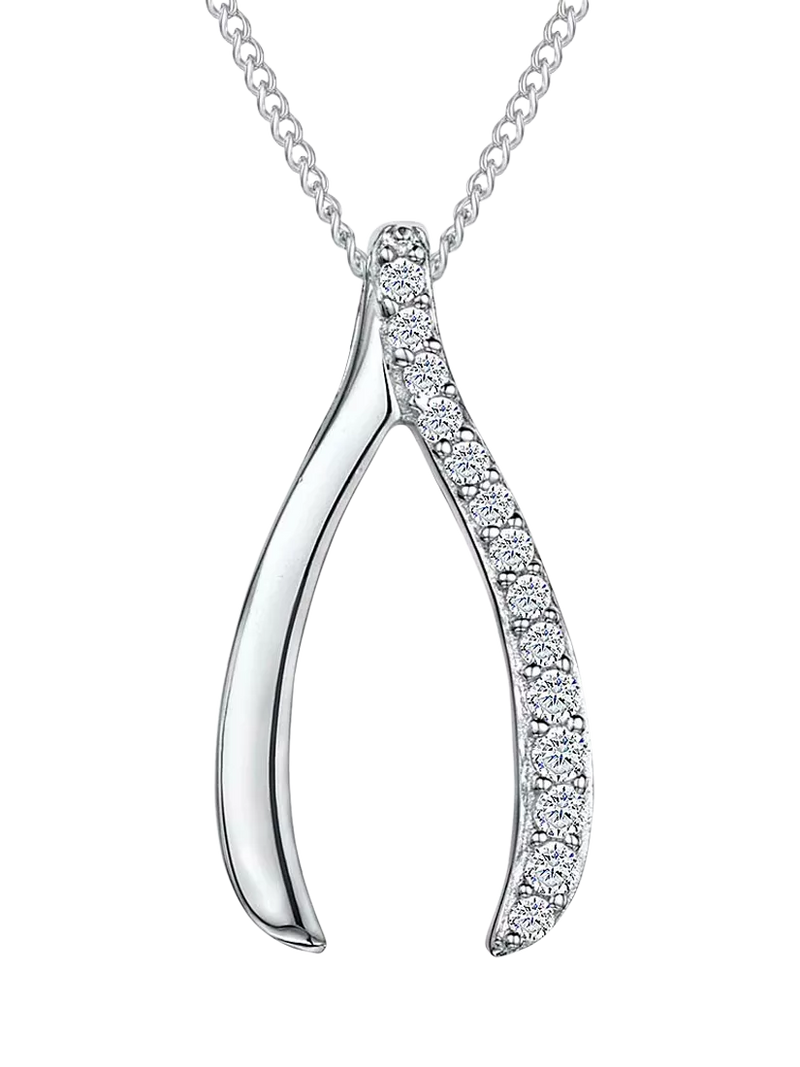 Jools by Jenny Brown cubic zirconia wishbone necklace, imported from the UK