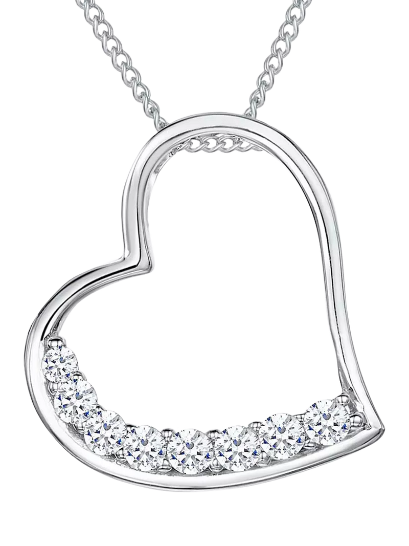 Jools by Jenny Brown cubic zirconia asymmetric heart pendant necklace, UK version