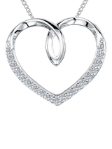 John Lewis Jools by Jenny Brown Cubic Zirconia Looped Heart Necklace, Silver, 16 inch- Buy online at McGrocer