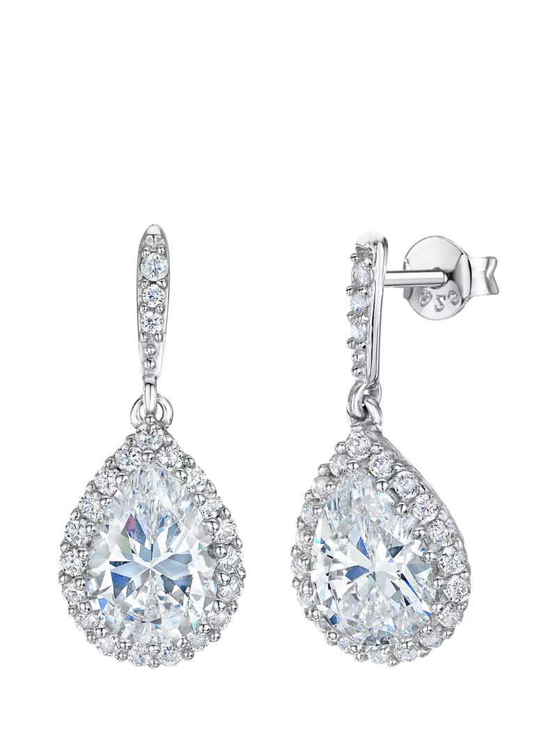 Jools by Jenny Brown cubic zirconia drop earrings silver - British product