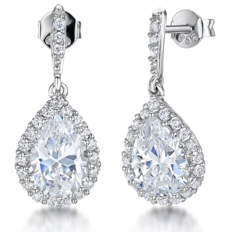 Jools by Jenny Brown cubic zirconia drop earrings silver - British product