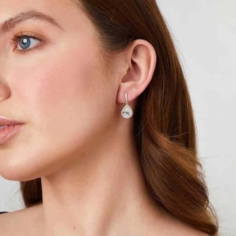 Jools by Jenny Brown cubic zirconia drop earrings silver - British product