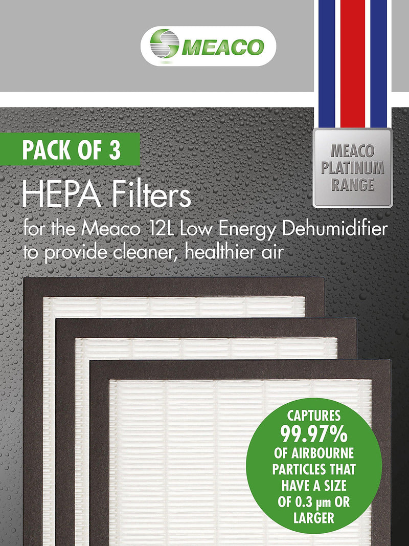Meaco HEPA filter pack of 3 for dehumidifier - British product