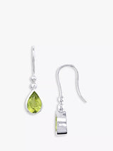 John Lewis E.W Adams 9ct White Gold Peridot Teardrop Drop Earrings Green- Buy online at McGrocer