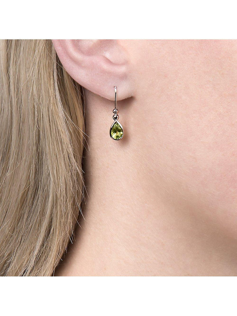 E.W Adams 9 carat white gold peridot drop earrings - British product