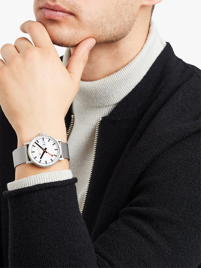 Mondaine Evo 2 watch with date and mesh band 40mm, UK version