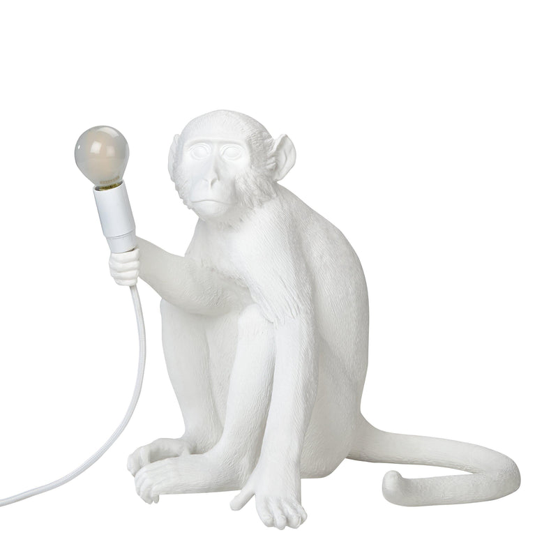 Seletti white sitting monkey table lamp with bulb - British product