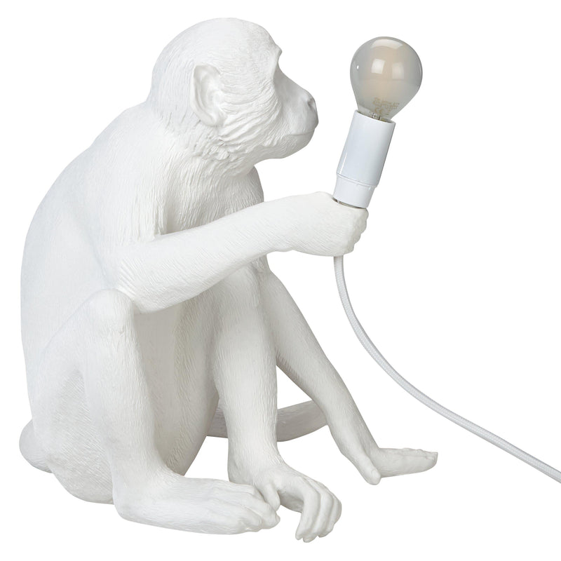 Seletti white sitting monkey table lamp with bulb - British product