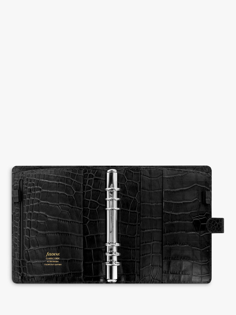 Filofax Classic Croc A5 Organiser in Ebony - British product